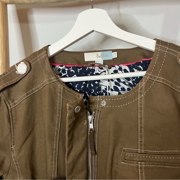 Boden brown khaki zip up Utility jacket women’s 18 cotton stretch - Picture 7 of 11